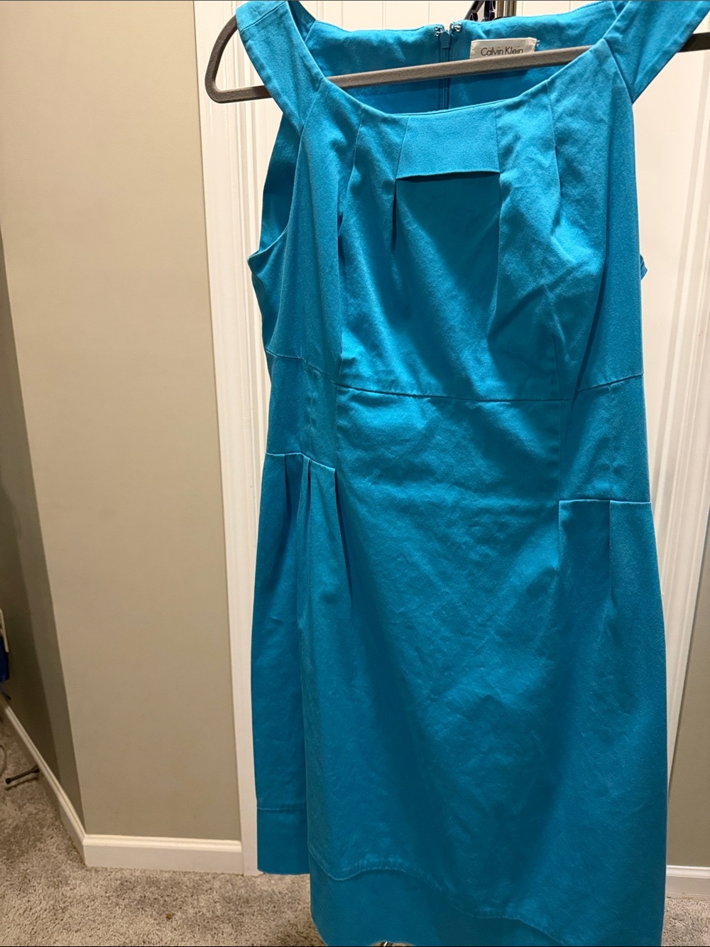 Calvin Klein Bright Turquoise Sleeveless Sheath Midi Dress